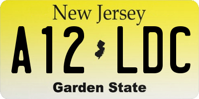 NJ license plate A12LDC