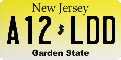 NJ license plate A12LDD