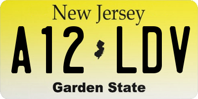 NJ license plate A12LDV