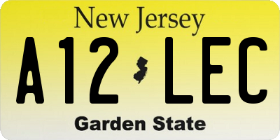 NJ license plate A12LEC