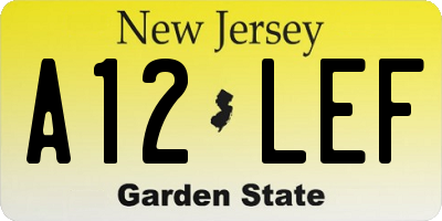 NJ license plate A12LEF