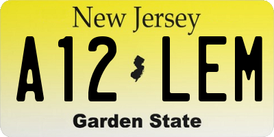 NJ license plate A12LEM