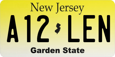 NJ license plate A12LEN