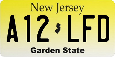 NJ license plate A12LFD