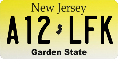 NJ license plate A12LFK