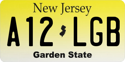 NJ license plate A12LGB
