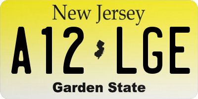 NJ license plate A12LGE