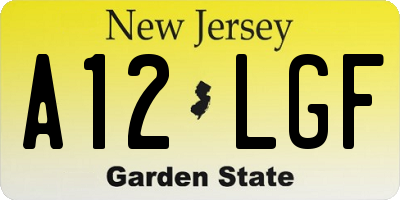 NJ license plate A12LGF