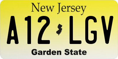 NJ license plate A12LGV