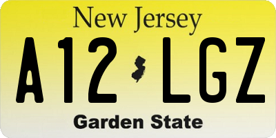 NJ license plate A12LGZ