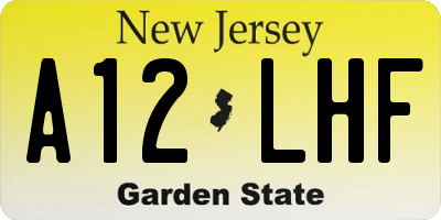 NJ license plate A12LHF