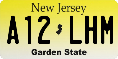 NJ license plate A12LHM