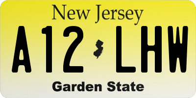 NJ license plate A12LHW