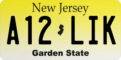 NJ license plate A12LIK