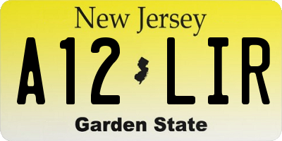 NJ license plate A12LIR