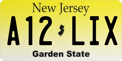 NJ license plate A12LIX