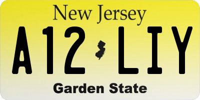 NJ license plate A12LIY