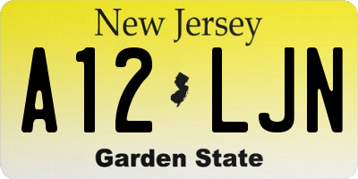 NJ license plate A12LJN