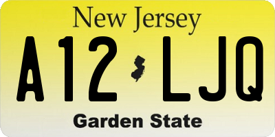 NJ license plate A12LJQ