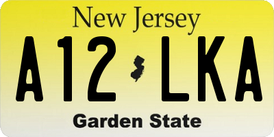 NJ license plate A12LKA