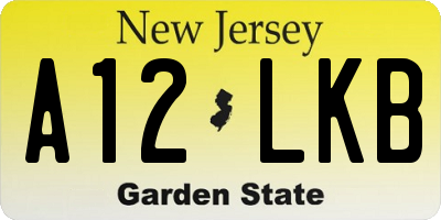 NJ license plate A12LKB