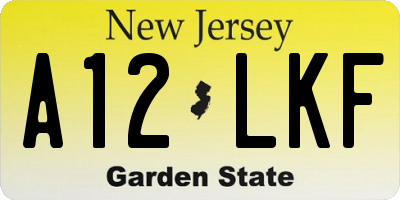 NJ license plate A12LKF