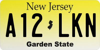 NJ license plate A12LKN