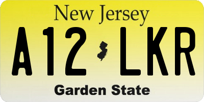 NJ license plate A12LKR