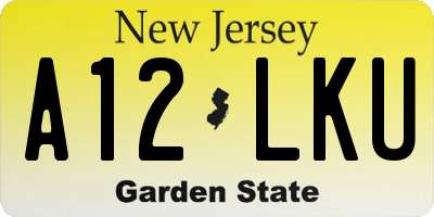 NJ license plate A12LKU