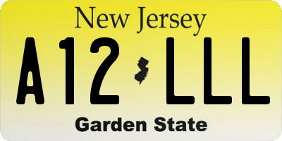 NJ license plate A12LLL