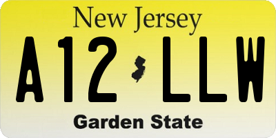 NJ license plate A12LLW