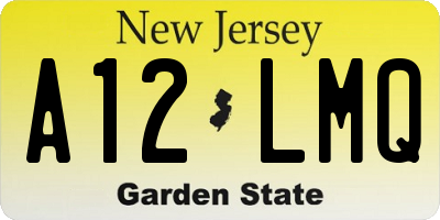 NJ license plate A12LMQ