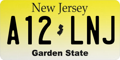 NJ license plate A12LNJ