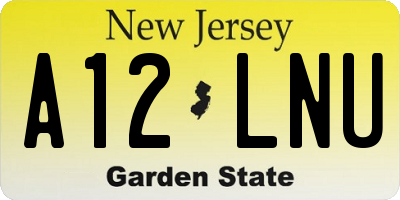NJ license plate A12LNU