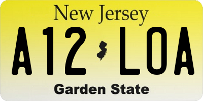 NJ license plate A12LOA
