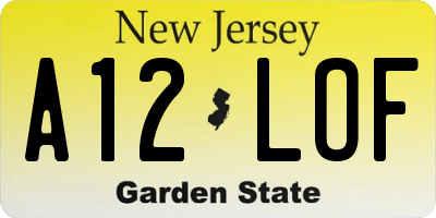 NJ license plate A12LOF