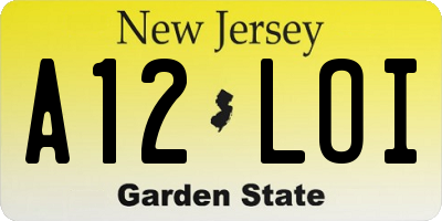 NJ license plate A12LOI