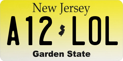 NJ license plate A12LOL