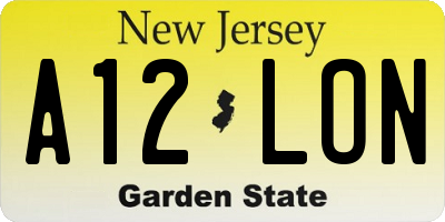 NJ license plate A12LON