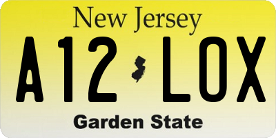 NJ license plate A12LOX