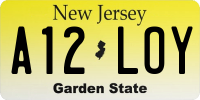 NJ license plate A12LOY