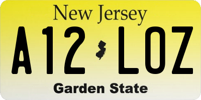 NJ license plate A12LOZ