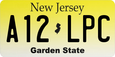 NJ license plate A12LPC