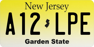 NJ license plate A12LPE