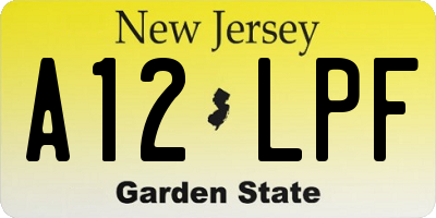 NJ license plate A12LPF