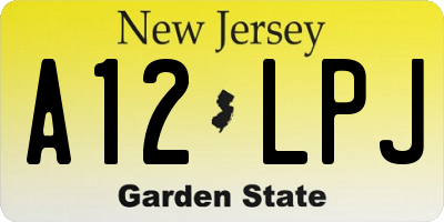 NJ license plate A12LPJ