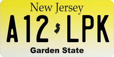 NJ license plate A12LPK