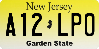 NJ license plate A12LPO