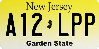 NJ license plate A12LPP