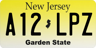 NJ license plate A12LPZ